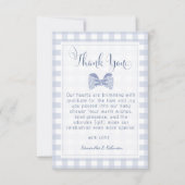 Kleine Man Blauwe boog stropdas baby shower Bedankkaart (Voorkant)