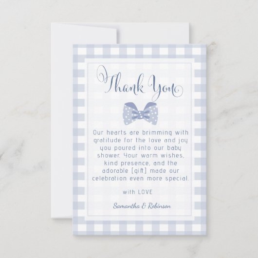 Kleine Man Blauwe boog stropdas baby shower Bedankkaart (Voorkant)