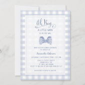 Kleine Man Blauwe boog stropdas baby shower Kaart (Voorkant)