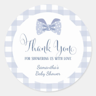 Kleine Man Blauwe boog stropdas baby shower Ronde Sticker