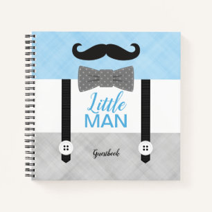 Kleine man blauwe grijze baby shower notitieboek
