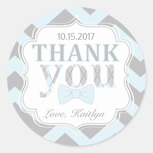 Kleine Man boog-stropdas chevron print dank u Ronde Sticker (Voorkant)