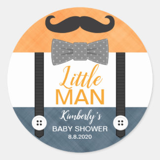 Kleine man boog stropdas sinaasappel marine baby b ronde sticker