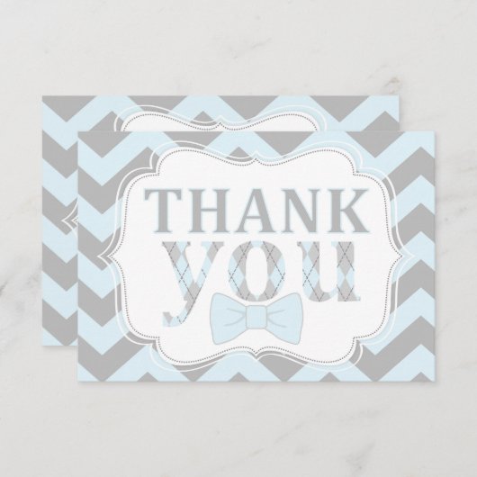 Kleine Man Bow-stropdas Chevron Print Dank je Bedankkaart (Voorkant / Achterkant)