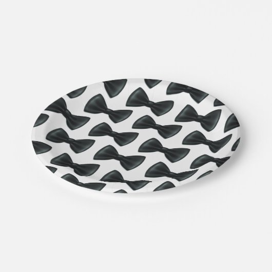 Kleine Man Bow Stropdas Theme Baby shower Papieren Bordje (Gekanteld)