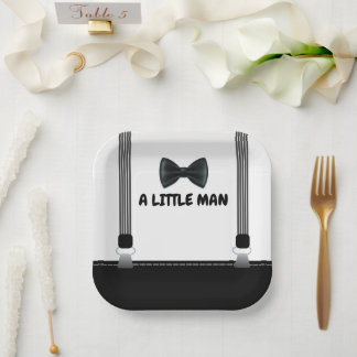 Kleine Man Bow Stropdas Theme Baby shower Papieren Bordje