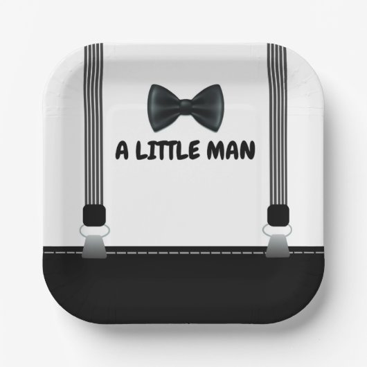 Kleine Man Bow Stropdas Theme Baby shower Papieren Bordje (Voorkant)