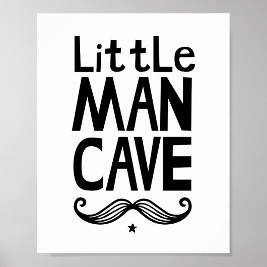 Kleine Man Cave Nursery Poster met Mustache (Voorkant)