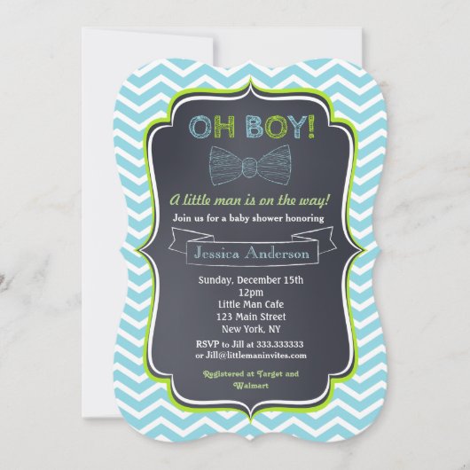 Kleine Man Chalkboard Baby Shower-uitvindingen Kaart (Voorkant)