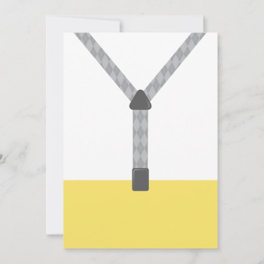 Kleine Man doop uitnodiging, geel, grijs Kaart (Achterkant)