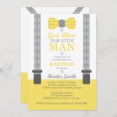 Kleine Man doop uitnodiging, geel, grijs Kaart (Voorkant / Achterkant)