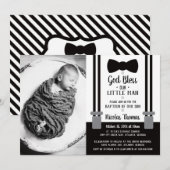 Kleine Man doop uitnodiging, zwart Kaart (Voorkant / Achterkant)