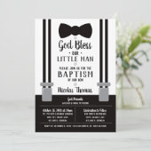 Kleine Man doop uitnodiging, zwart, wit Kaart (Staand voorkant)