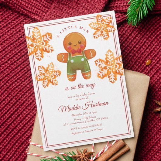 Kleine Man Gemberkoek Man Kerst Baby Shower Kaart