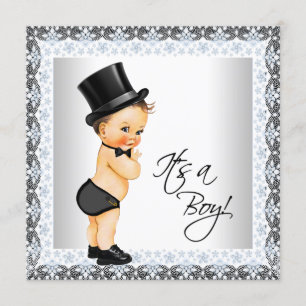 Kleine man het is een jongens babyfeest kaart