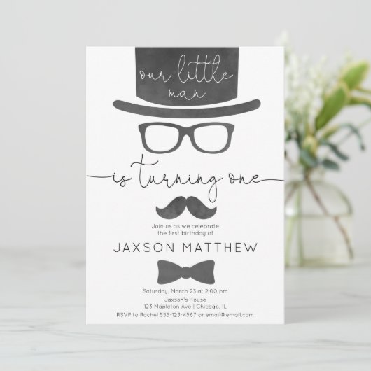 Kleine Man jongen 1e verjaardagsfeestje Kaart (Staand voorkant)