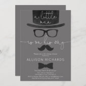 Kleine man jongen baby shower grijs wit modern kaart (Voorkant / Achterkant)