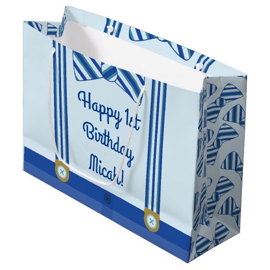 Kleine Man Jongen's eerste verjaardag Groot Cadeauzakje (Voorkant Gekanteld)