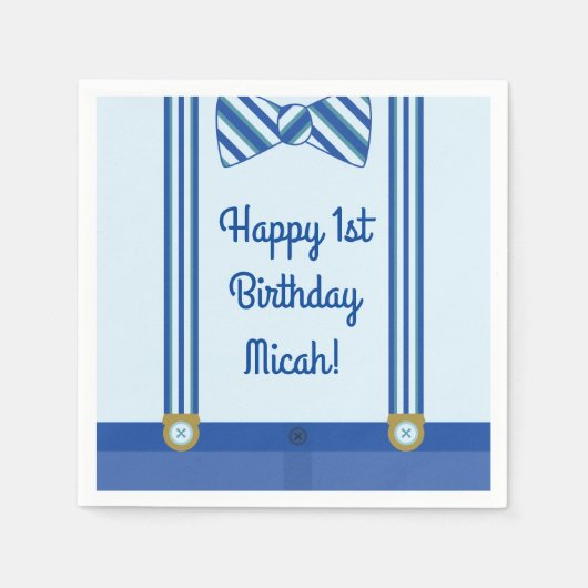 Kleine Man Jongen's eerste verjaardag Servet (Voorkant)
