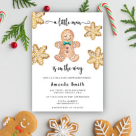 Kleine man kerst gingerbread man baby shower kaart