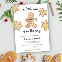 Kleine man kerst gingerbread man baby shower kaart