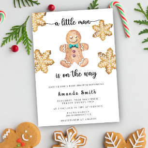 Kleine man kerst gingerbread man baby shower kaart