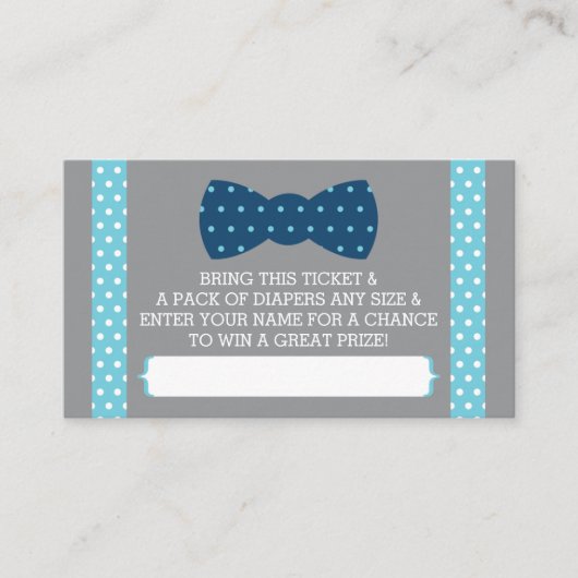 Kleine Man Luier Raffle Ticket, Baby Blauw, Navy Informatiekaartje (Voorkant)