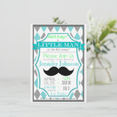 Kleine Man Mustache Baby Shower-uitnodigingen Kaart (Staand voorkant)