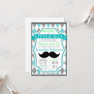 Kleine Man Mustache Baby Shower-uitnodigingen Kaart