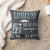 Kleine Man Mustache New Baby Boy Birth Stats Kussen (Deken)