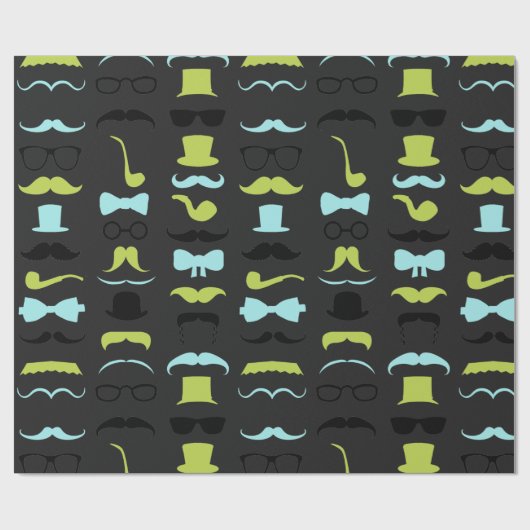 Kleine Man Mustache Partij Cadeaupapier (Vlak)