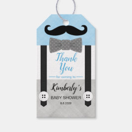 Kleine man navy blauw jongen baby shower gunst cadeaulabel