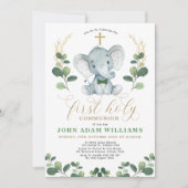 Kleine Man Oerwoud Elephant First Heilige Communie Kaart (Voorkant)