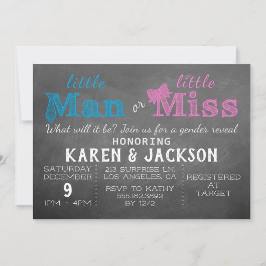 Kleine Man of kleine juffrouw - Genderfeest Kaart (Voorkant)