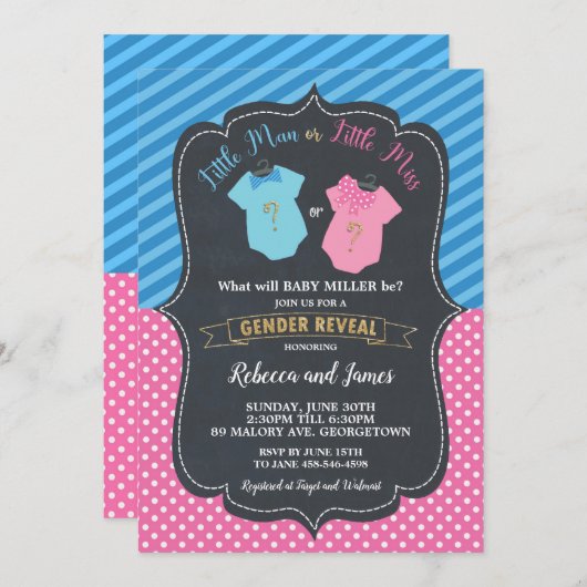 Kleine Man of kleine Miss Baby onthullen Kaart (Voorkant / Achterkant)