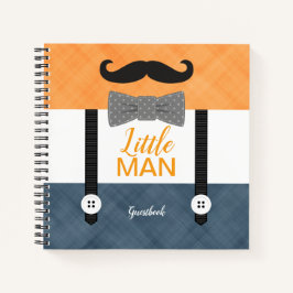 Kleine man oranje marine jongen baby shower gasten notitieboek
