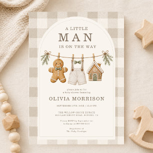 Kleine Man Peperkoek Kerst Baby Shower Kaart