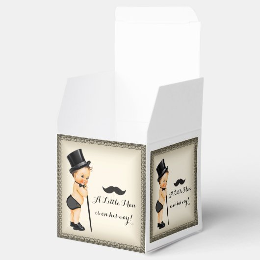 Kleine Man snor Baby Jongensdouche Bedankdoosjes (Geopend)