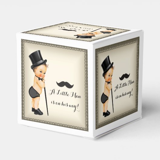 Kleine Man snor Baby Jongensdouche Bedankdoosjes (Achterkant)