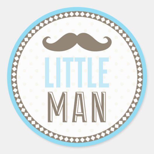 Kleine Man snor Baby Ronde Sticker (Voorkant)