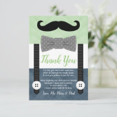 kleine man snor baby shower groene marine bedankkaart (Staand voorkant)