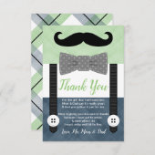 kleine man snor baby shower groene marine bedankkaart (Voorkant / Achterkant)