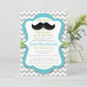 Kleine Man snor Baby shower uitnodiging (Staand voorkant)