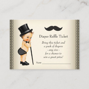 Kleine Man Snor Jongens Luier Raffle Tickets Informatiekaartje