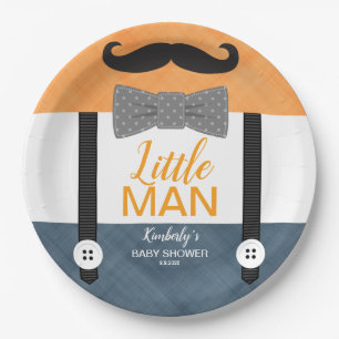 kleine man snor oranje marine baby shower papieren bordje