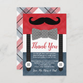 kleine man snor rode navy boy baby shower bedankkaart (Voorkant / Achterkant)