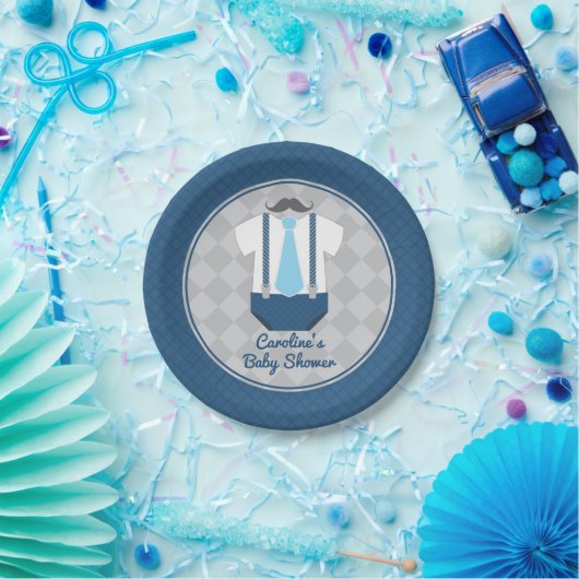 Kleine Man snor Stropdas Baby shower Papieren Bordje (Feest)