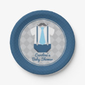 Kleine Man snor Stropdas Baby shower Papieren Bordje (Voorkant)