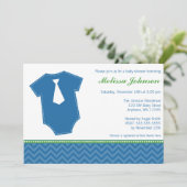 Kleine Man Stropdas Bodysuit Blue Green Boy Baby s Kaart (Staand voorkant)