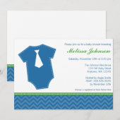 Kleine Man Stropdas Bodysuit Blue Green Boy Baby s Kaart (Voorkant / Achterkant)